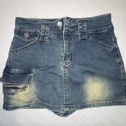 Denim micro mini/skort with cargo pocket  