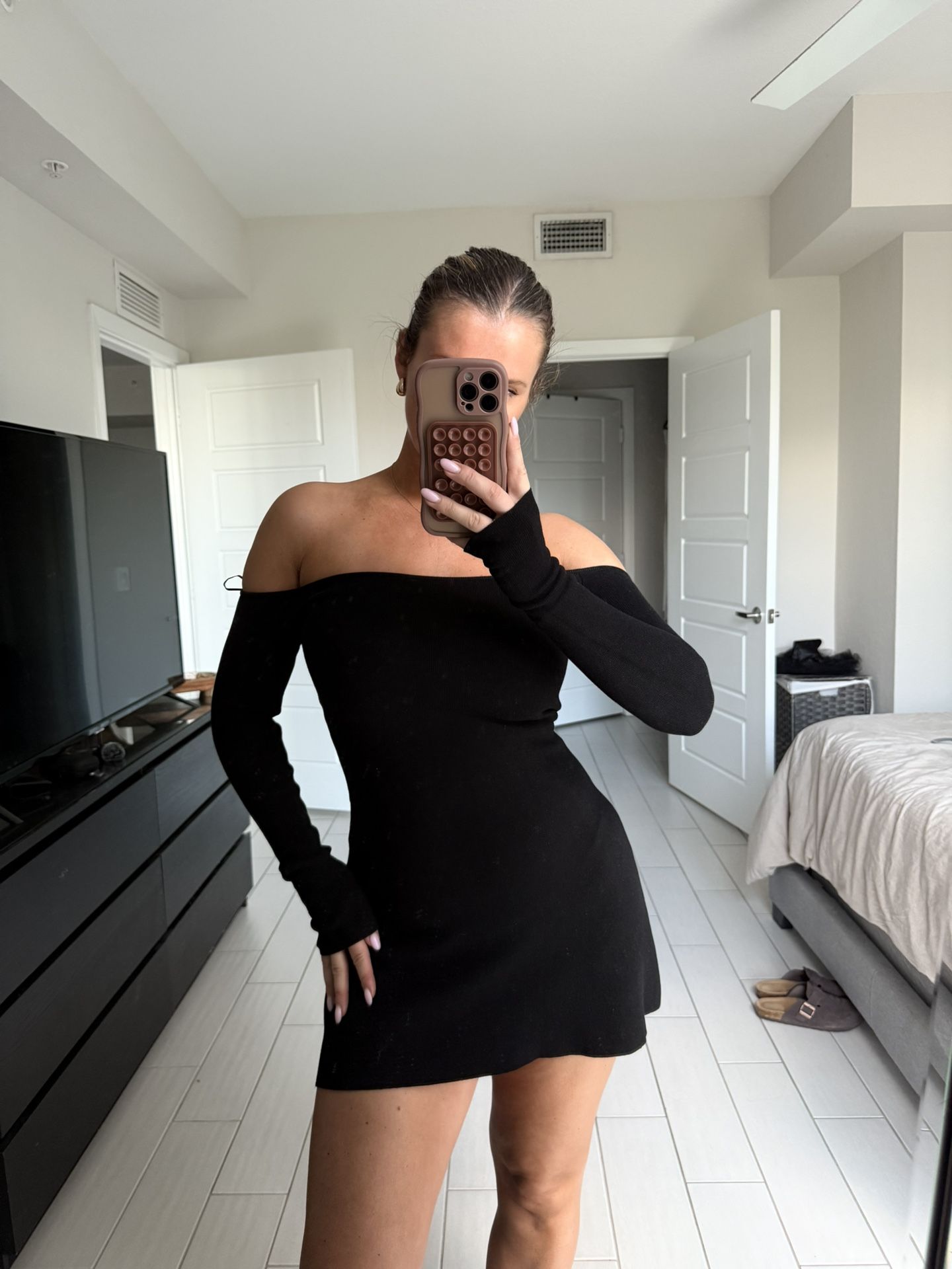 Zara Knit Dress Of Shoulder A Line Brand New