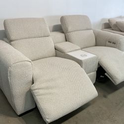 Premium High End Motion Recliner Loveseat w/ Storage Console + Wireless Charging 