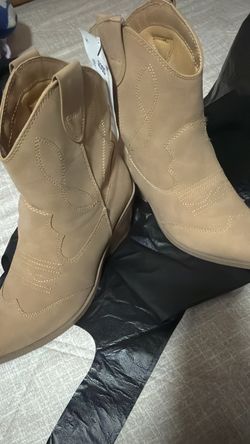 Tan Western Cowboy Ankle Boots