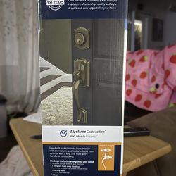 Schlage Georgian Aged Bronze Exterior Single-Cylinder Deadbolt and Keyed Entry Door Handleset