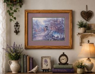 Vintage Carl Valente "Amish Life" Framed Art Print - Horse Buggy & Fishing Scene