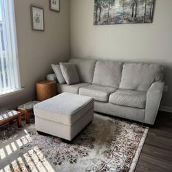 Chenille sofa with ottoman from Ashley stores- New Condition