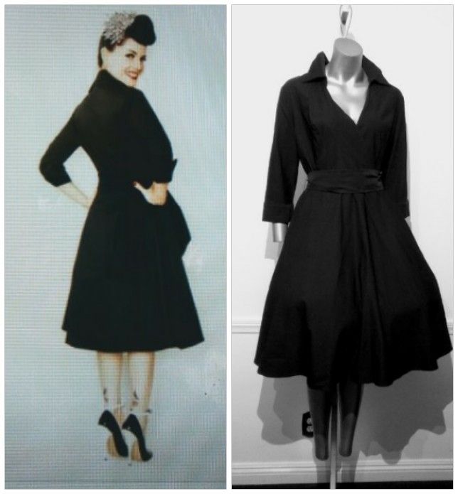 PIN Up Winter Sleeved Collared Full Swing Dress