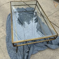 Coffee Table Clear Glass Gold 