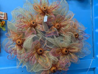 Fall Deco Mesh Wreath with Pumpkins