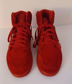 Men's Nike Air Jordan 1 Retro High Red Suede Sneaker  - Size 10.5