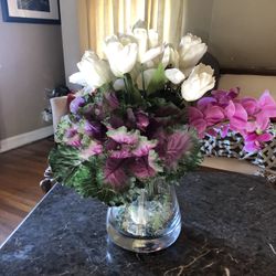 Heavy Glass Flower Arrangement  