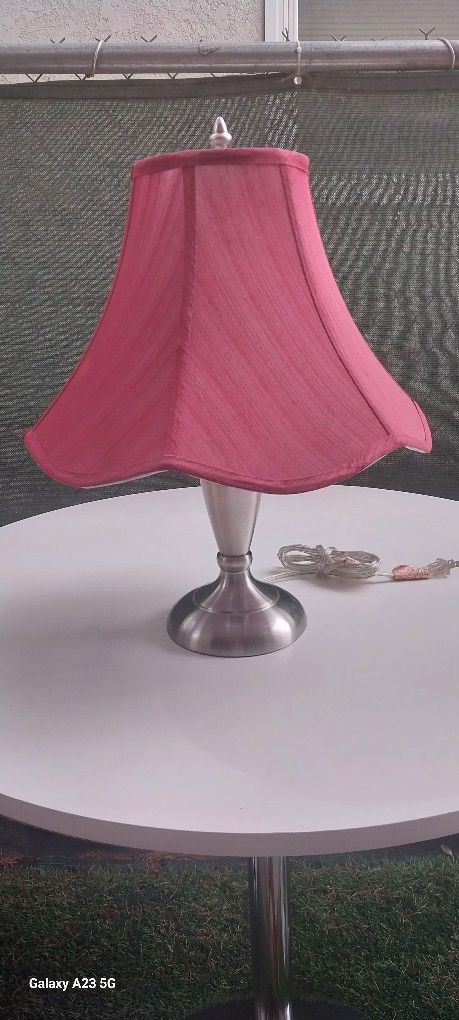 LAMP WITH RED SHADE