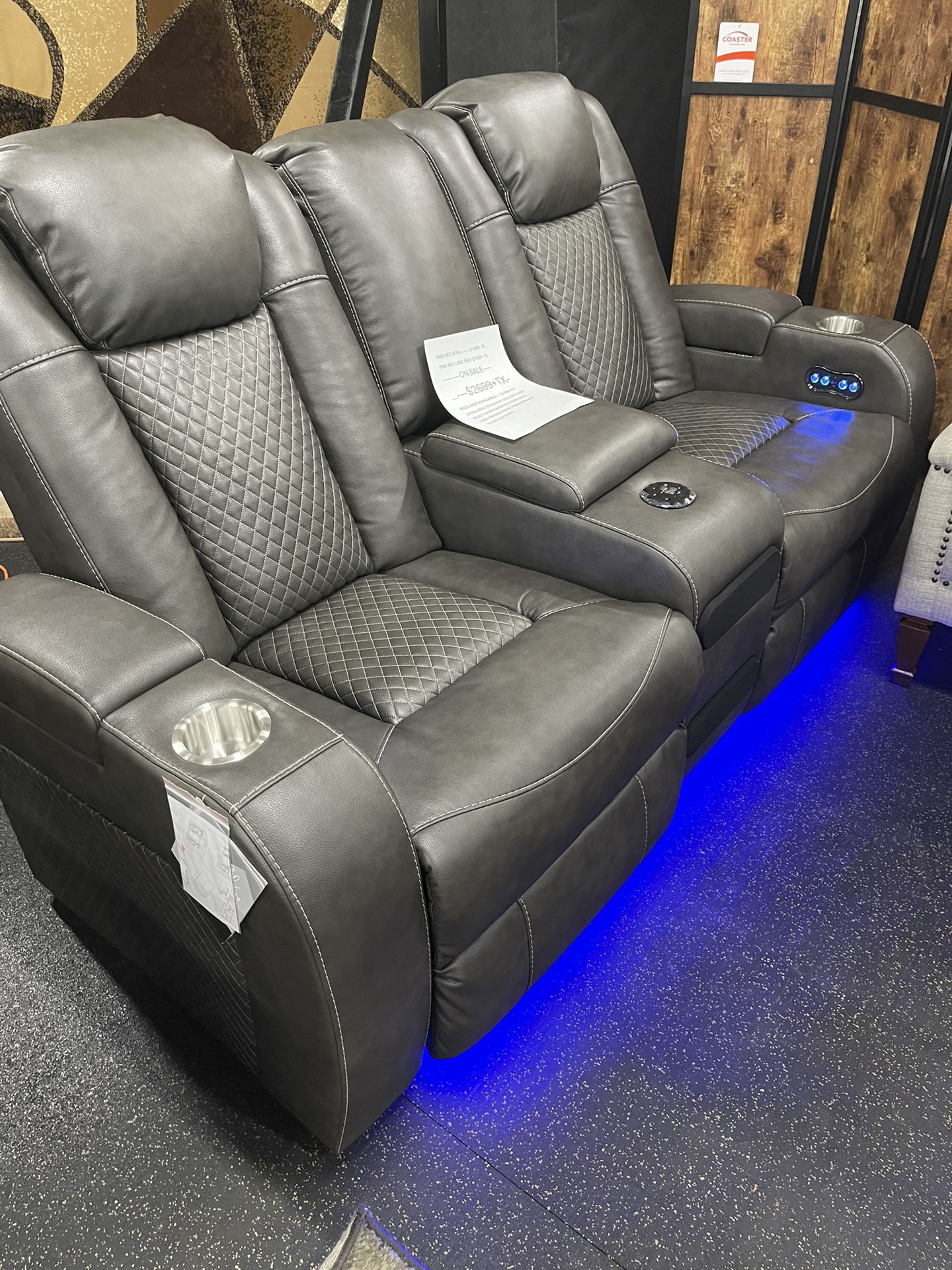 Power Reclining Sofa And Power Reclining Love Seat ( Built In Speaker) On Sale