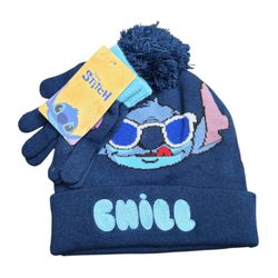 Lilo & Stitch Boys 2-Piece Beanie Hat and Gloves Set w/ Lilo Prints in Blue NWT!