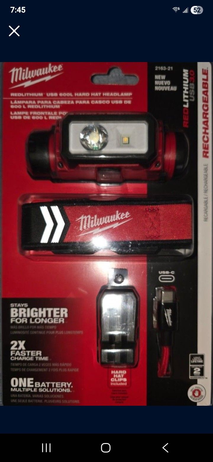 Milwaukee 600 Lumens LED REDLITHIUM Hard Hat Headlamp