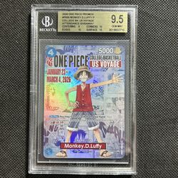 2026 One Piece Monkey D. Luffy College Basketball US VOYAGE Promo Card BGS 9.5