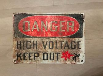 Vintage Distressed Danger High Voltage Sign