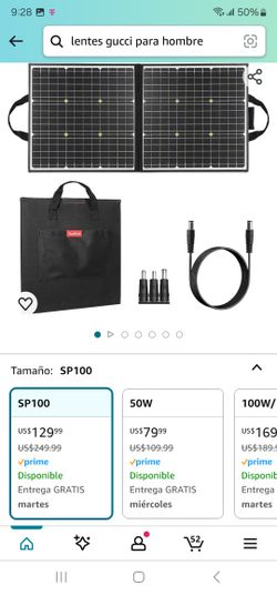 Panel solar portátil de 100 W y 18 V, cargador solar plegable FF FLASHFISH con salida USB de 5 V 18 V CC compatible con generador portátil, teléfonos 