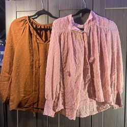 Sheer Pink Top And Perfectly Fall Orange Top