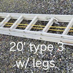 20' Werner aluminum ladder-type 3(200#)-w/spring loaded legs 