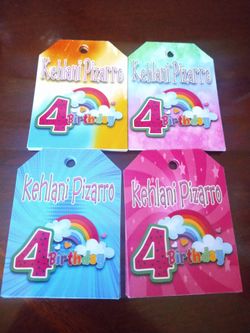 Birthday tags party favors