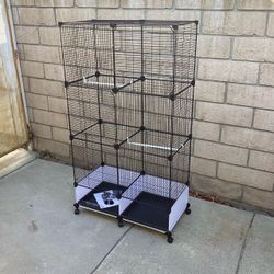 Black Metal Bird Cage with Rolling Detachable Stand51" H