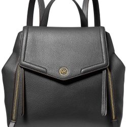 Michael Kors Freya Medium Black Backpack With Gold Hardware 