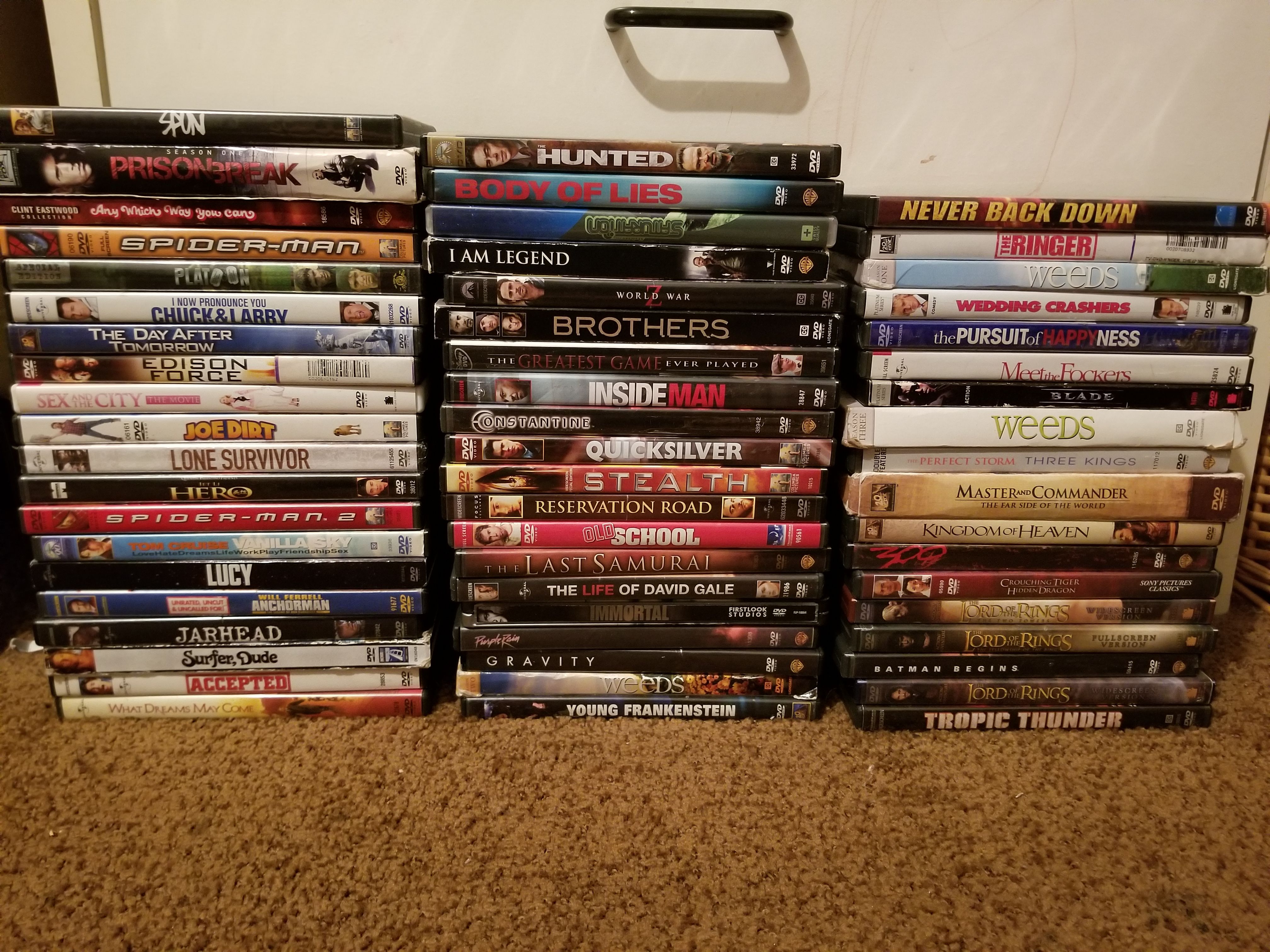 Lot Of 60 DVD DVD'S Movie Movies Spiderman Jarhead Platoon I Am Legend & More