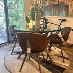 Custom Glass Top Dining Table & Chairs