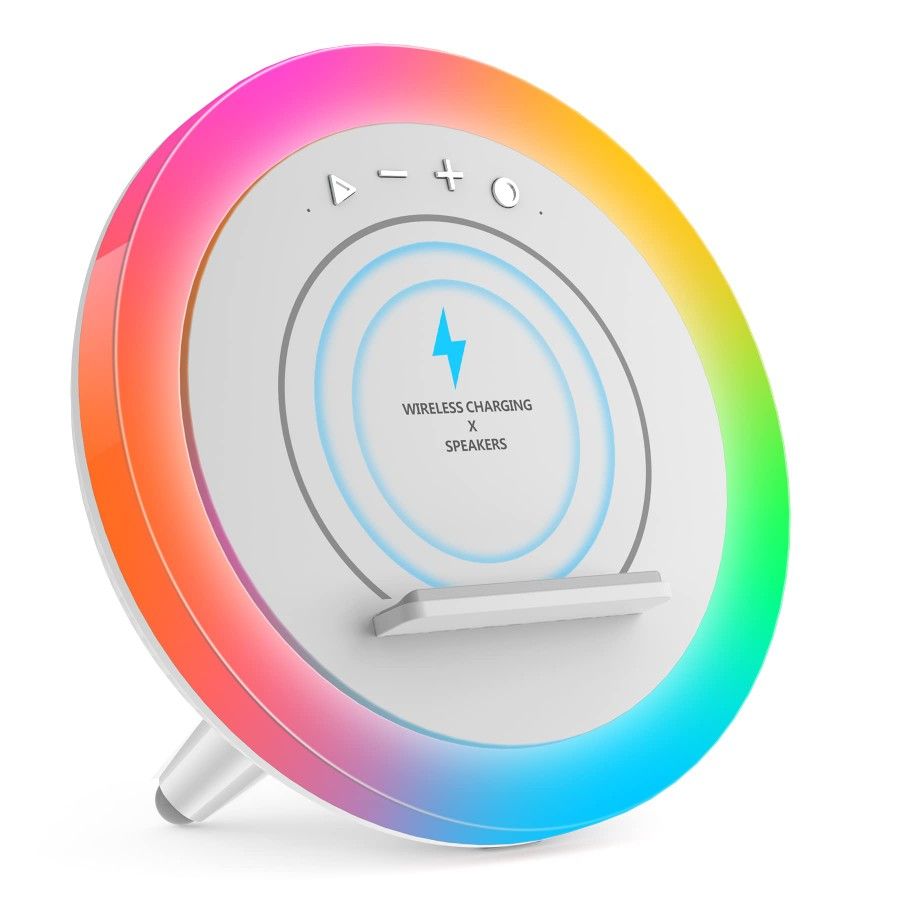 Color Changing Bluetooth Speaker Night Light with Wireless Charging