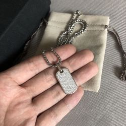 David Yurman Chevron Label In Sterling Silver With Diamonds