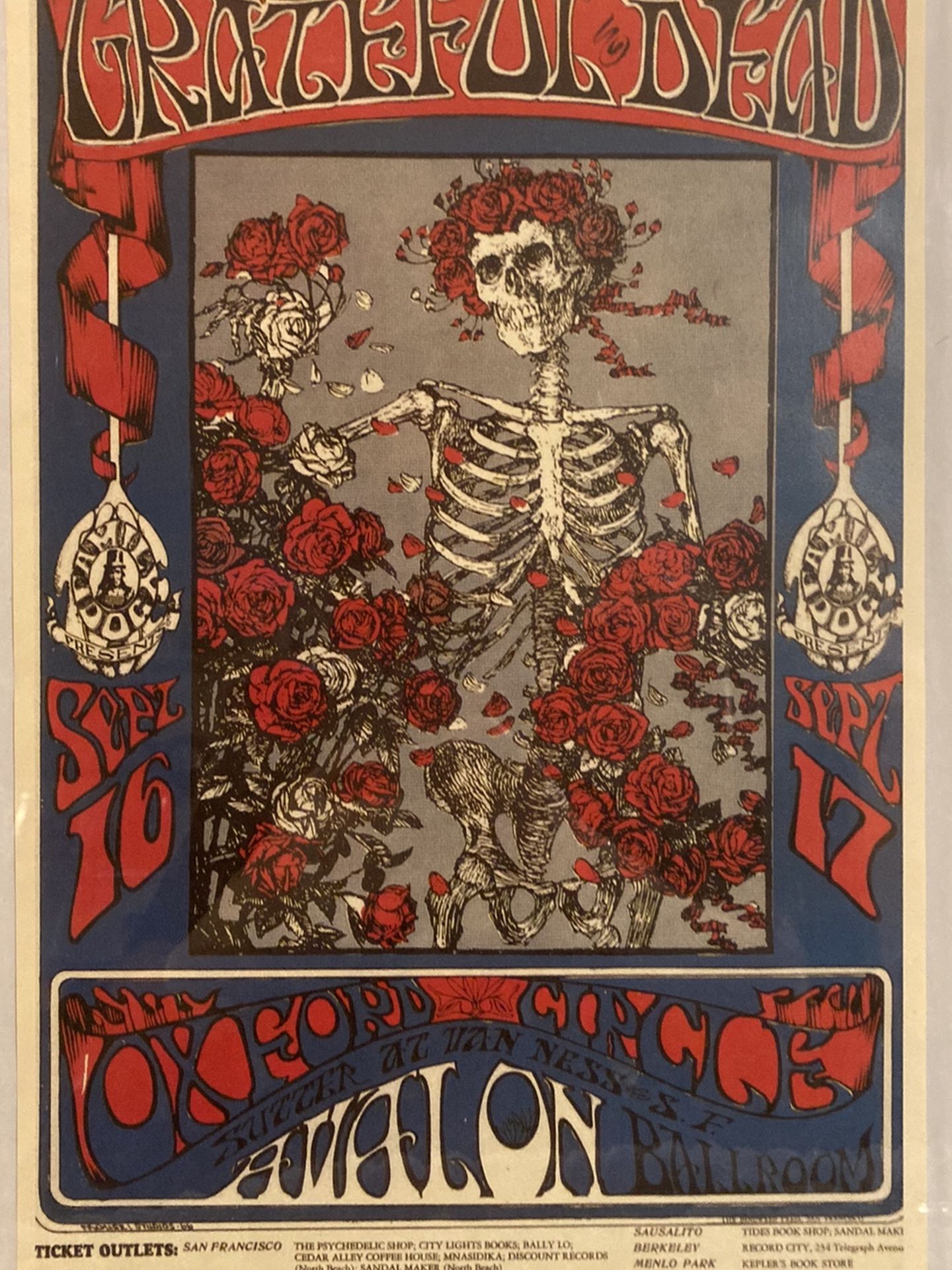 THE GRATEFUL DEAD 1966 AVALON BALLROOM - 12x18 FRAMED CONCERT POSTER