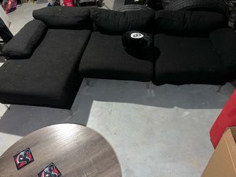 Black Fabric Sectional Sofa with Chaise