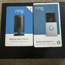 Ring Doorbell Battery Pro and Stick Up Camera Bundle