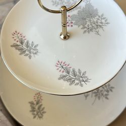 Vintage 1950s 2‑Tiered Cake Plate Serving Tray Mizuho Japan.