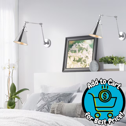 JONATHAN Y Rover Metal Adjustable Arm Industrial 30.5-in W 2 -Light Polished Chrome Transitional Hardwired Dry Wall Sconce