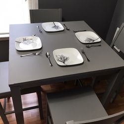 Grey Wood Table With 4 Chairs