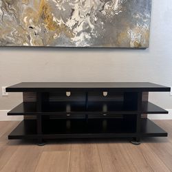 60” Wide Modern Black TV Credenza - Black TV Stand With 7 Shelves