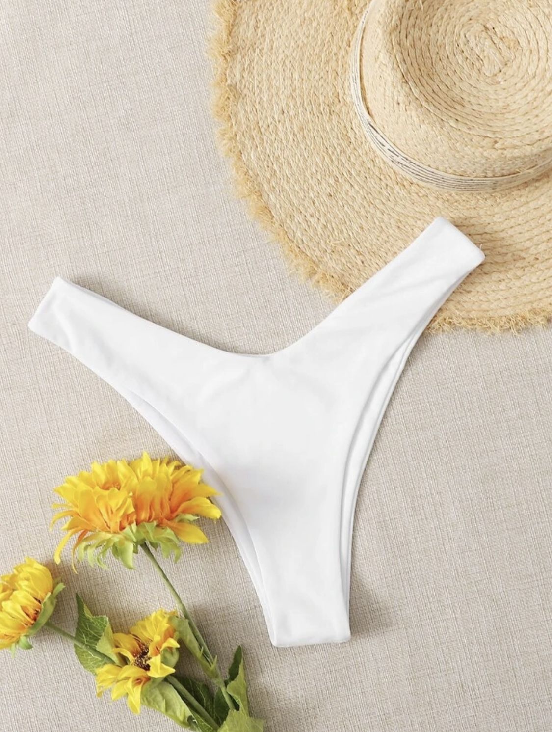 SHEIN swim basics white high leg bikini panty SIZE MEDIUM