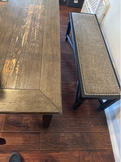 Table,4 chairs 1 bench
