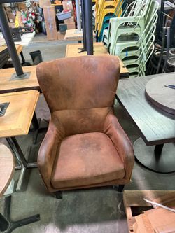 2 Brown Upholstered Wingback Accent Chair