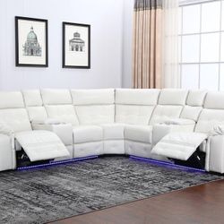 Amazon White LED Power Reclining Sectional /couch /Living room set 