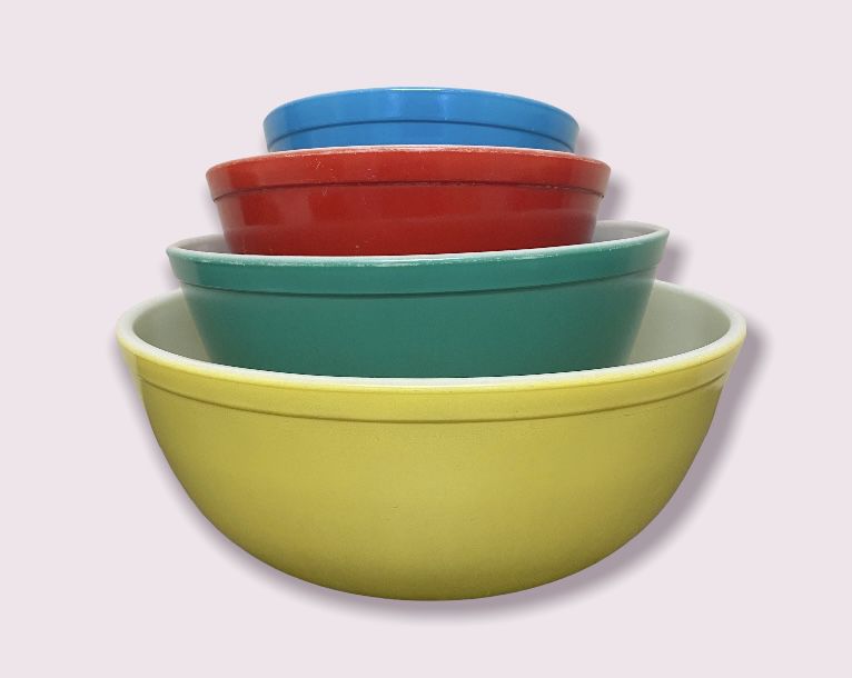 Pyrex Vintage Nesting Bowl Primary Colors Casserole Dishes With Lids