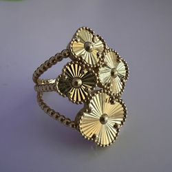 18K Authentic YG Ring Clover Lucky Size 9