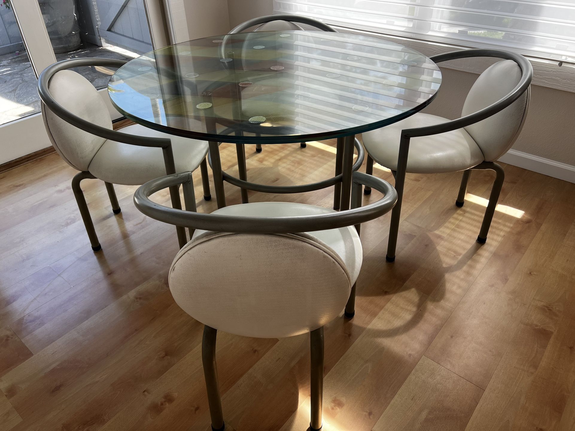 Glass top Dining table- 4 Chairs