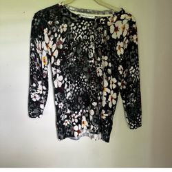 Rebecca Malone Black and White Fitted Graphic Blouse