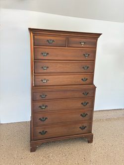 Tall Wood Chest of Drawers Highboy Dresser