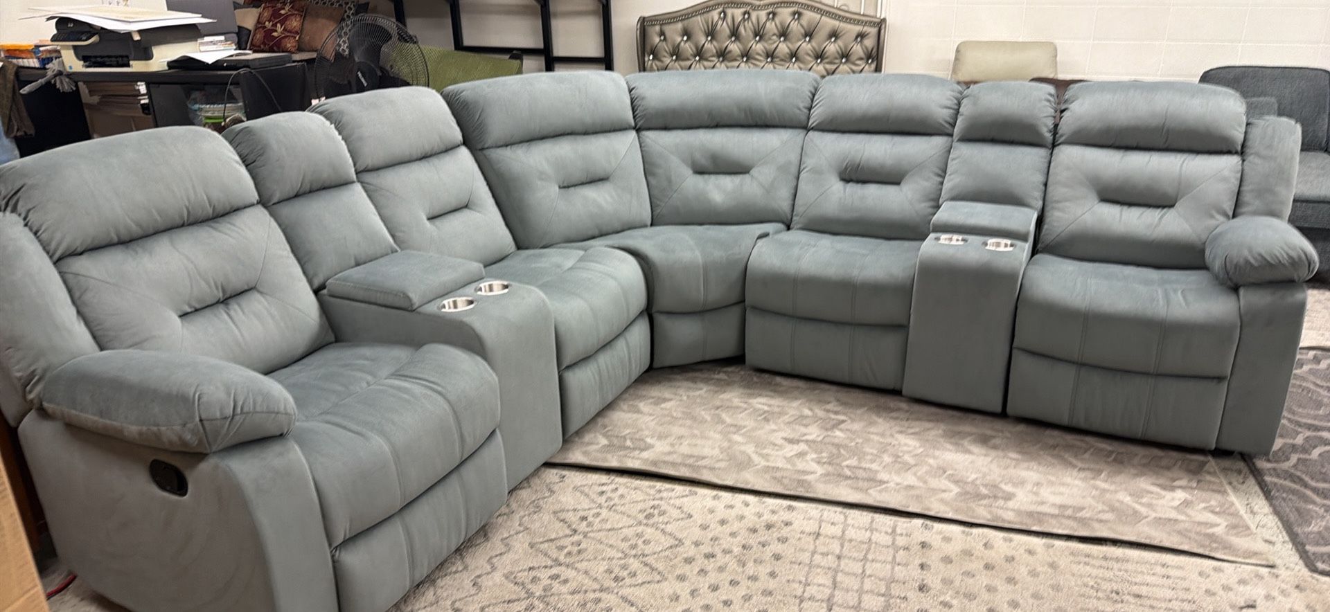New 116x116 Fabric Recliner Sectional Couch / Free Delivery