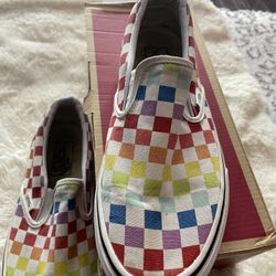 Checkerboard rainbow Vans