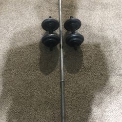 Adjustable Dumbbells + Barbell 