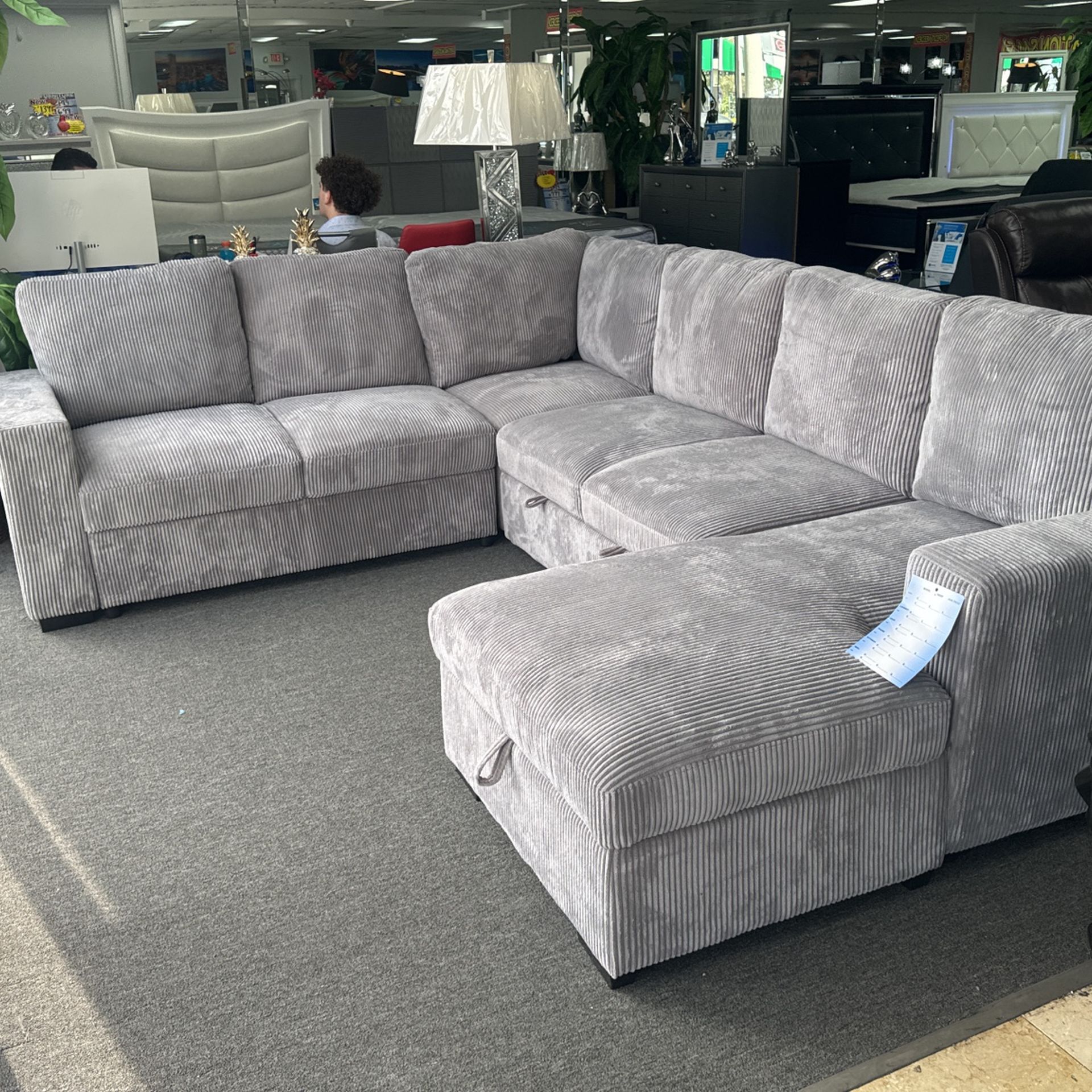 Pull Out Sleeper Sectional With Storage Chaise $ Usb Ports $1299