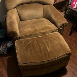 Large Suede Chair and Ottoman 