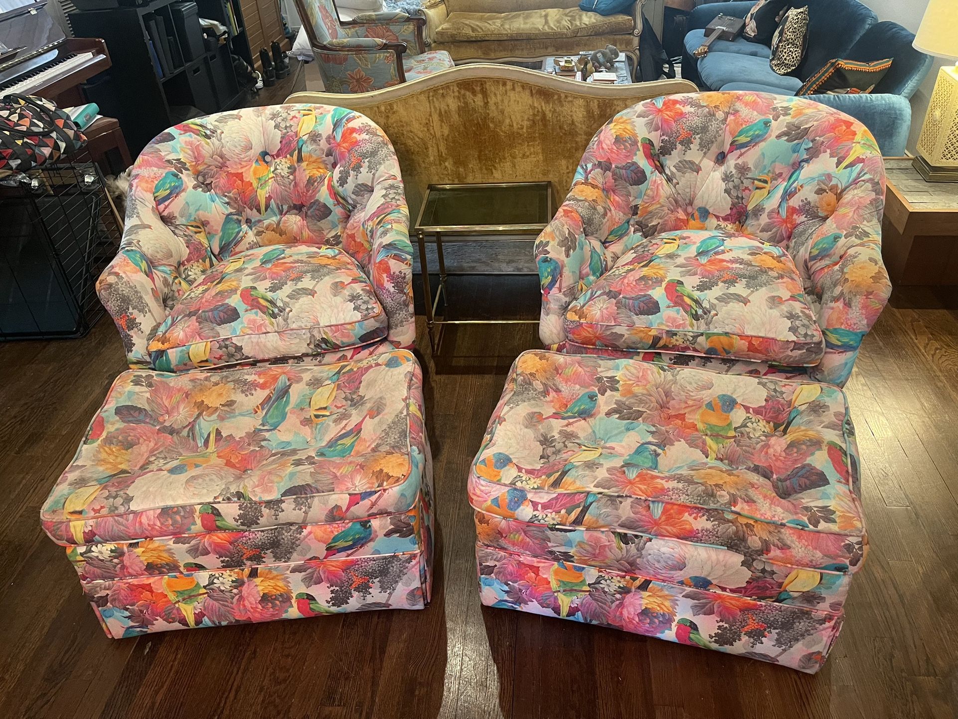 Armchairs Chaise Tufted With Footstools
